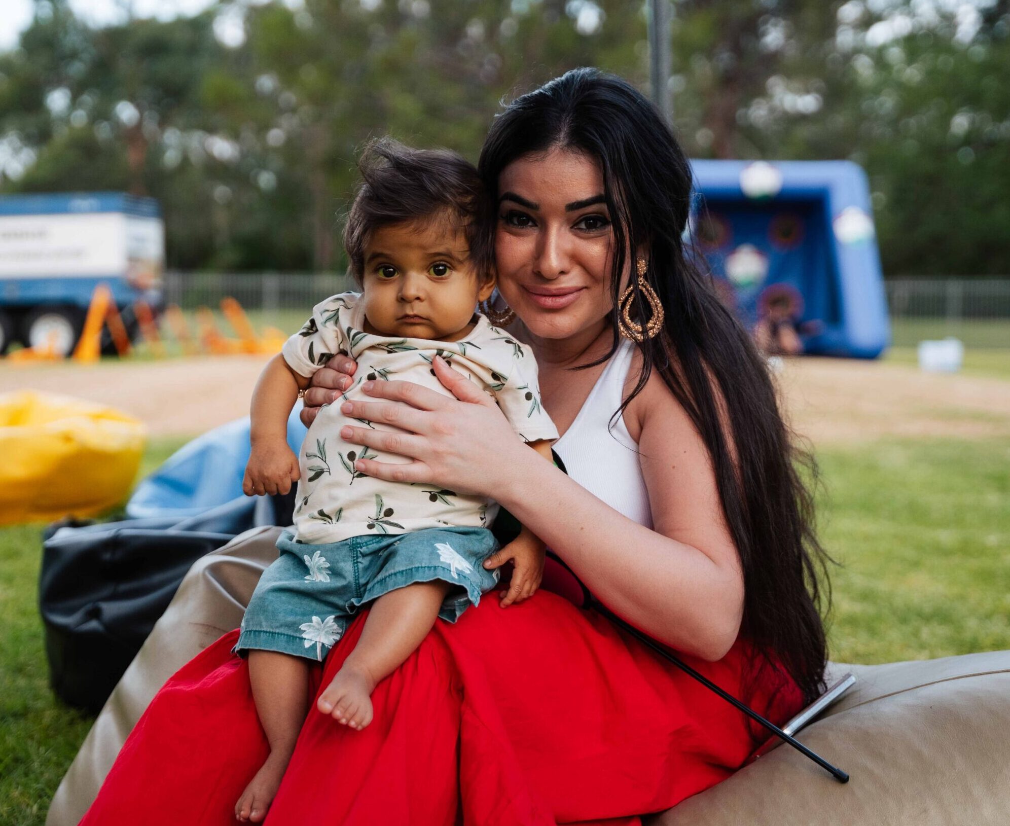 Baby and his mum enjoying activities prepared by Ronald McDonald House Charities GWS